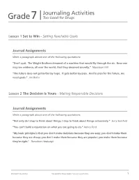 Grade 7 Journaling Activities 1 Lesson 3 Understanding Me - Identifying and Managing Emotions
