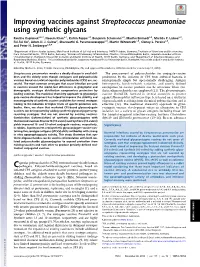 Improving Vaccines Against Streptococcus Pneumoniae Using Synthetic Glycans