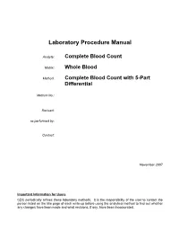 Laboratory Procedure Manual