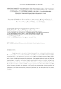 OPPOSITE THRUST-VERGENCIES in the PRECORDILLERA and WESTERN CORDILLERA in NORTHERN CHILE and Structurally LINKED CENOZOIC PALEOENVIRONMENTAL EVOLUTION