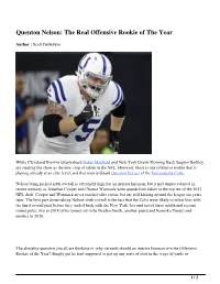 Quenton Nelson: the Real Offensive Rookie of the Year