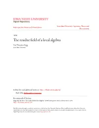 The Residue Field of a Local Algebra