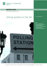 Voting Systems in the UK
