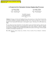 A Framework for Enterprise Systems Engineering Processes