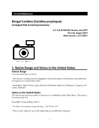 Caridina Propinqua) Ecological Risk Screening Summary