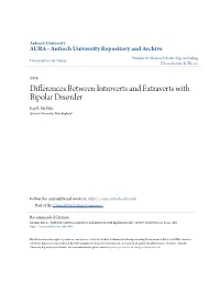 Differences Between Introverts and Extraverts with Bipolar Disorder Ray E