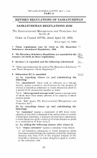 Revised Regulations of Saskatchewan