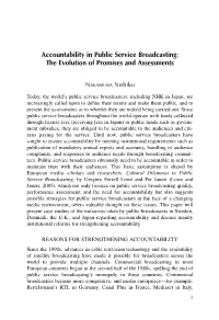 Accountability in Public Service Broadcasting: the Evolution of Promises and Assessments