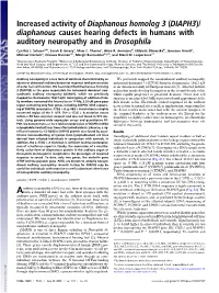 Diaphanous Causes Hearing Defects in Humans with Auditory Neuropathy and in Drosophila
