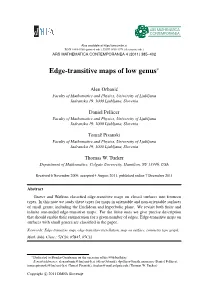 Edge-Transitive Maps of Low Genus∗