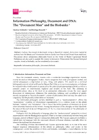 Information Philosophy, Document and DNA: the “Document Man” and the Biobanks †