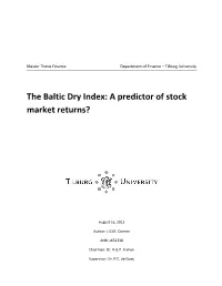 The Baltic Dry Index: a Predictor of Stock Market Returns?