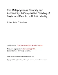 A Comparative Reading of Taylor and Gandhi on Holistic Identity
