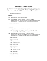 Amendment No. 1 to Registry Agreement