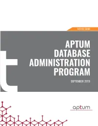Aptum Database Administration Program September 2019 Overview