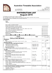 August 2015 the Distribution List Instructions and Information Are on Page 6
