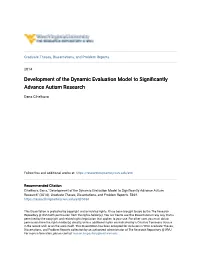 Development of the Dynamic Evaluation Model to Significantly Advance Autism Research