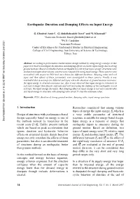 Earthquake Duration and Damping Effects on Input Energy