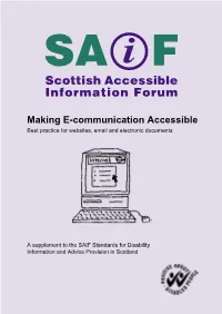 Making E-Communication Accessible Best Practice for Websites, Email and Electronic Documents