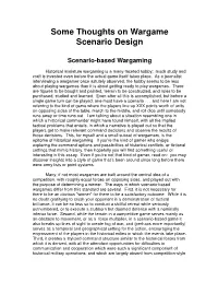 Some Thoughts on Wargame Scenario Design