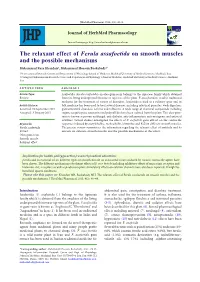 The Relaxant Effect of Ferula Assafoetida on Smooth Muscles and the Possible Mechanisms