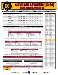 2019-20 Cleveland Cavaliers Game Notes Follow @Cavsnotes on Twitter Regular Season Game # 41 Road Game # 21