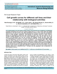 Cell Growth Curves for Different Cell Lines and Their Relationship with Biological Activities