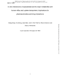 In Vitro Interactions of Epacadostat and Its Major Metabolites With