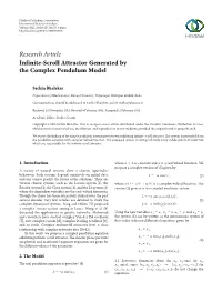 Infinite-Scroll Attractor Generated by the Complex Pendulum Model