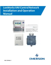 Lonworks VAV Control Network Installation and Operation Manual