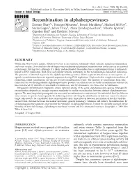 Recombination in Alphaherpesviruses