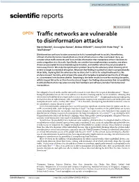 Traffic Networks Are Vulnerable to Disinformation Attacks