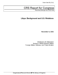 Libya: Background and U.S. Relations