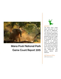 Mana Pools National Park Game Count Report 2015