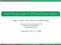 Cache Timing Analysis of LFSR-Based Stream Ciphers