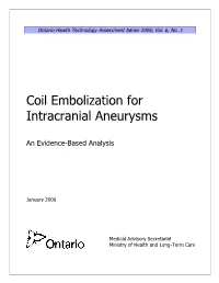 Coil Embolization for Intracranial Aneurysms