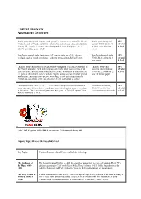 Content Overview: Assessment Overview