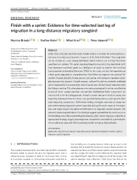 Finish with a Sprint: Evidence for Time- Selected Last Leg of Migration in a Long