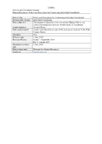 Policy and Procedures for Contracting Individual Consultants