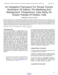 An Integrative Framework for Temple Tourism Destination of Odisha: the Marketing and Management Perspectives, Case Study on Golden Triangle of Odisha, India
