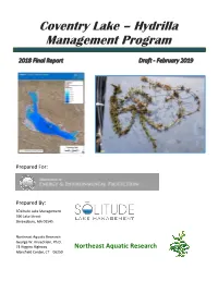 Coventry Lake – Hydrilla Management Program