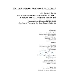 Historical Resources Report