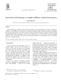 Innovation and Learning in Complex Offshore Construction Projects