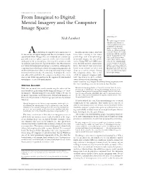 Mental Imagery and the Computer Image Space