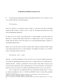 Propositional Attitudes As Speech Acts1