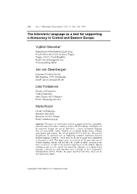The Interslavic Language As a Tool for Supporting E-Democracy in Central and Eastern Europe