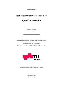 Dictionary Software Based on Ajax Frameworks