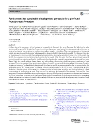 Food Systems for Sustainable Development: Proposals for a Profound Four-Part Transformation