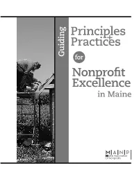 Guiding Principles + Practices for Nonprofit Excellence in Maine, Black and White Version