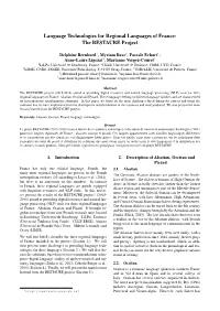 Language Technologies for Regional Languages of France: the RESTAURE Project